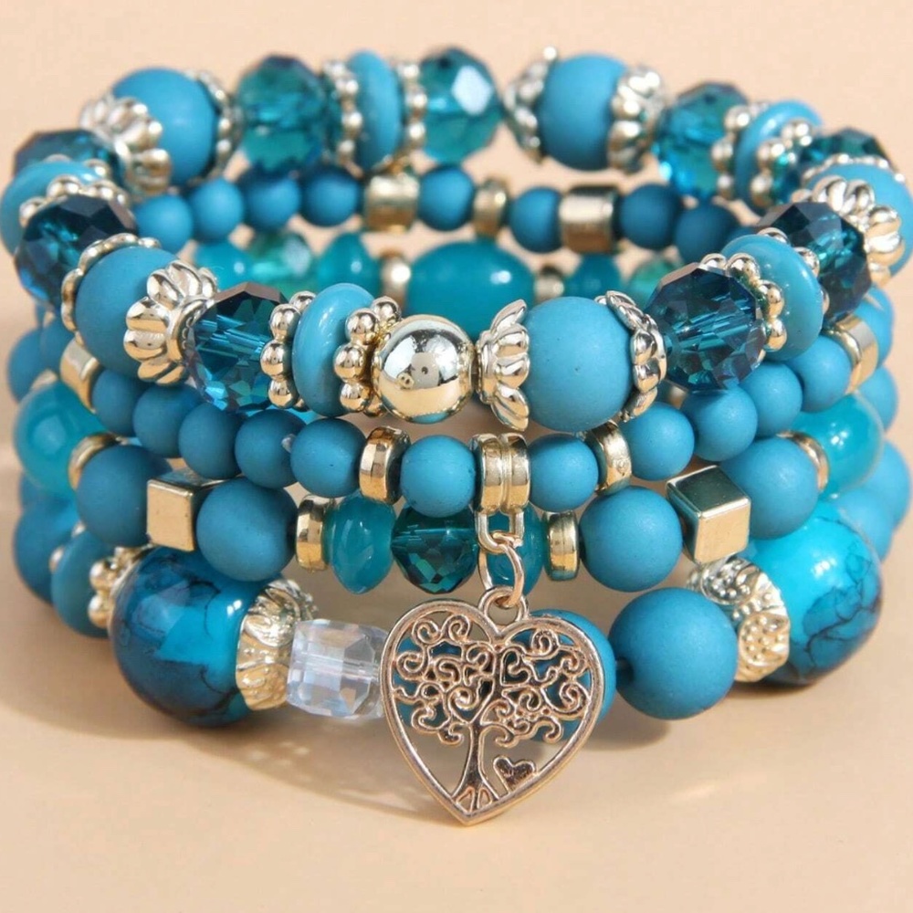 Tree of Life Heart Bead Bracelet Set - Picture 6 of 7
